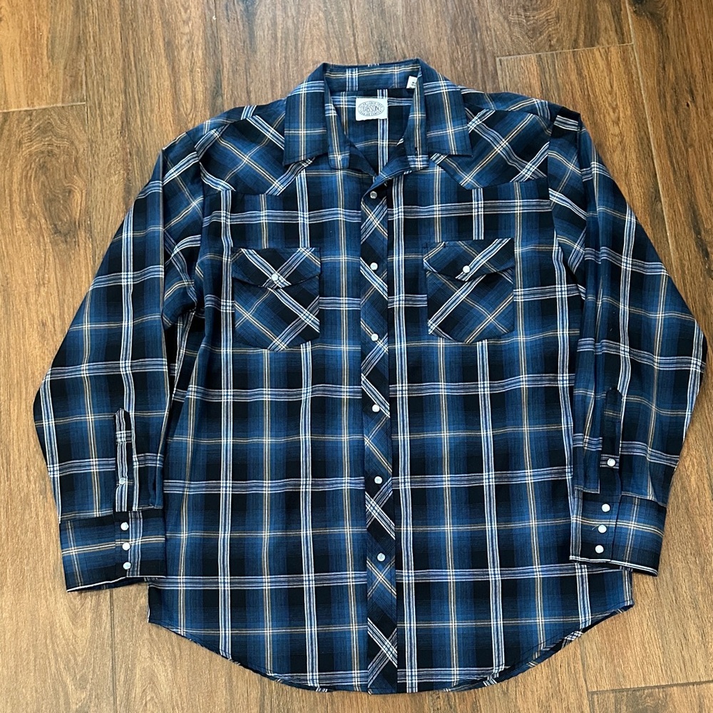Gibson Navy and White Plaid Button Down Shirt